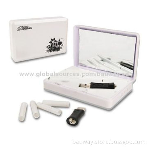 Ladies' Mini Electronic Cigarette Starter Kit with Mirror, Pure White Case, Hot Sale